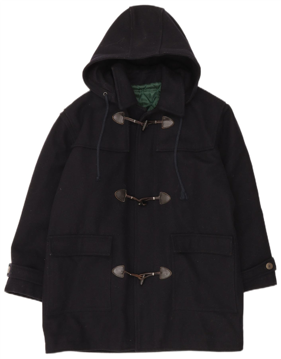 VINTAGE Mens Hooded Duffle Jacket UK 40 Large Navy Blue