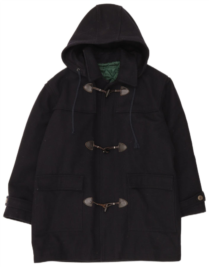 VINTAGE Mens Hooded Duffle Jacket UK 40 Large Navy Blue