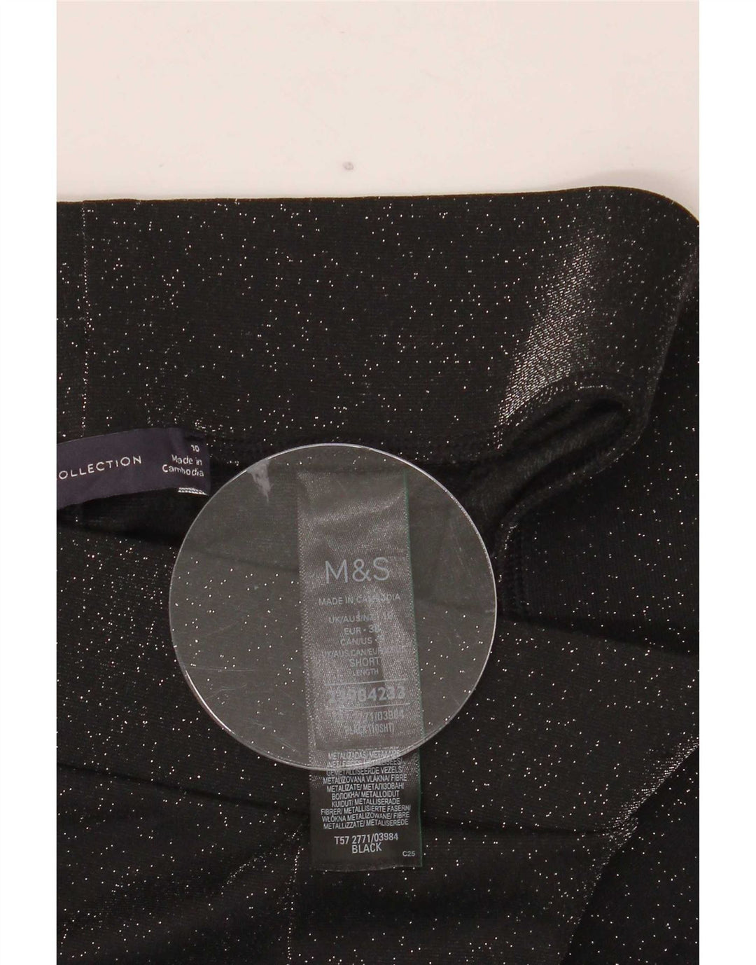 Marks & Spencer Damen Leggings UK 10 Small Schwarz geflecktes Polyamid