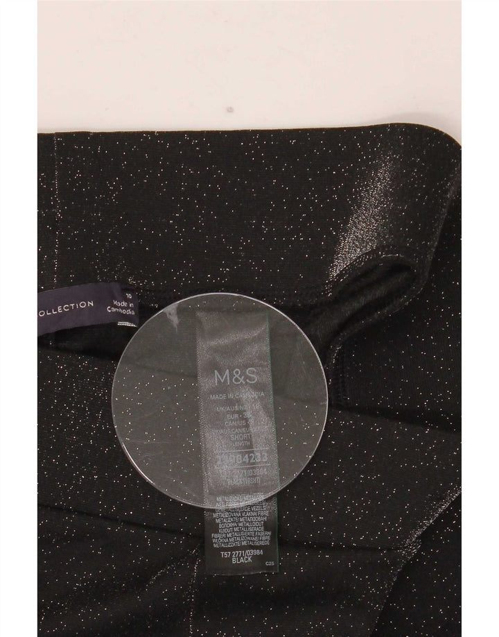Marks & Spencer Damen Leggings UK 10 Small Schwarz geflecktes Polyamid