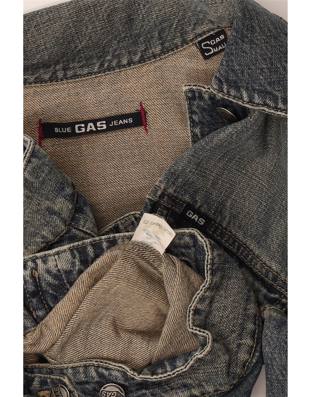 Gas Womens Crop Denim Jacket UK 10 Small Blue Cotton