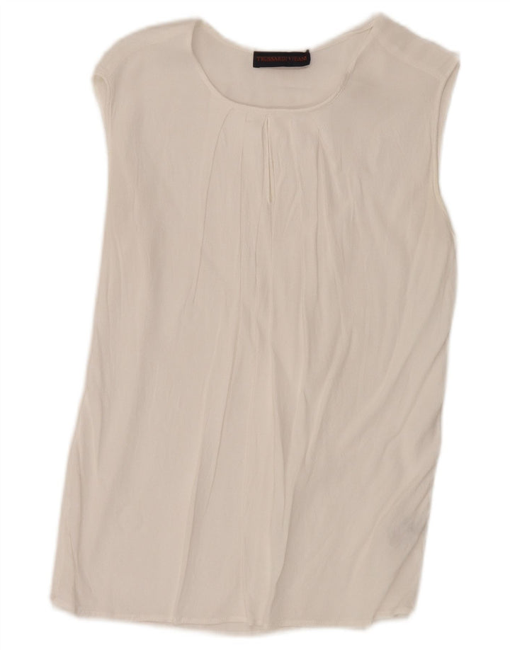 Blusa Donna Trussardi Jeans Top IT 40 Small Bianca in Viscosa