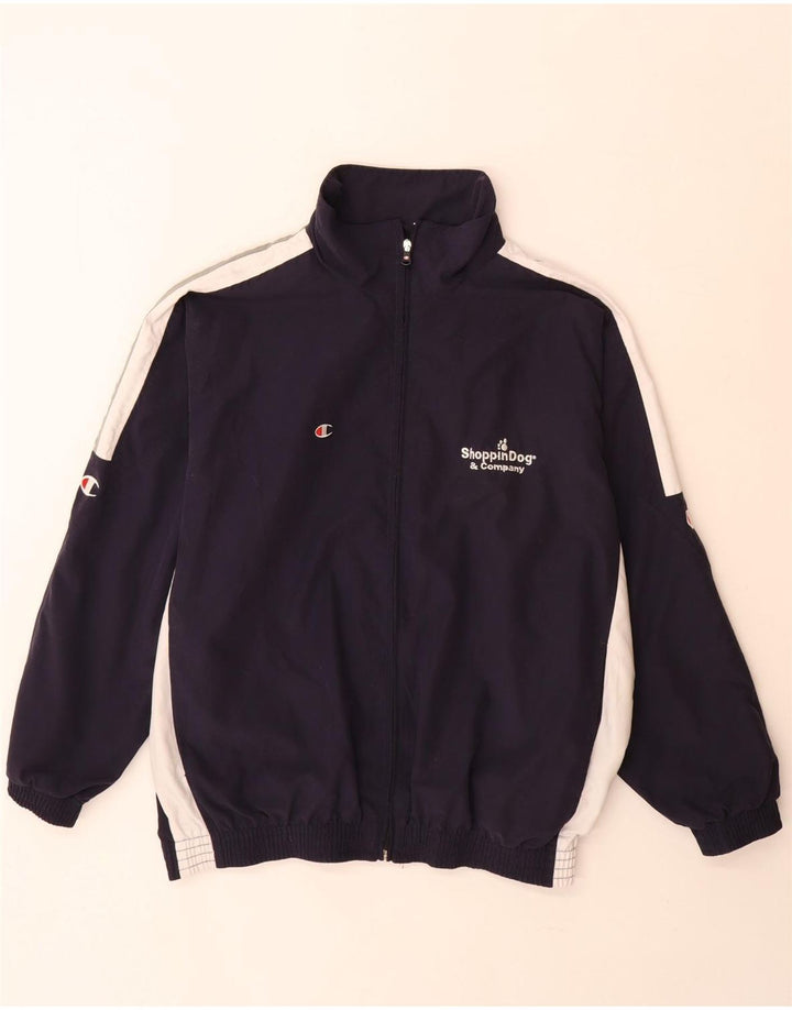 Champion Mens Tracksuit Top Jacket Medium Navy Blue Colourblock Polyester