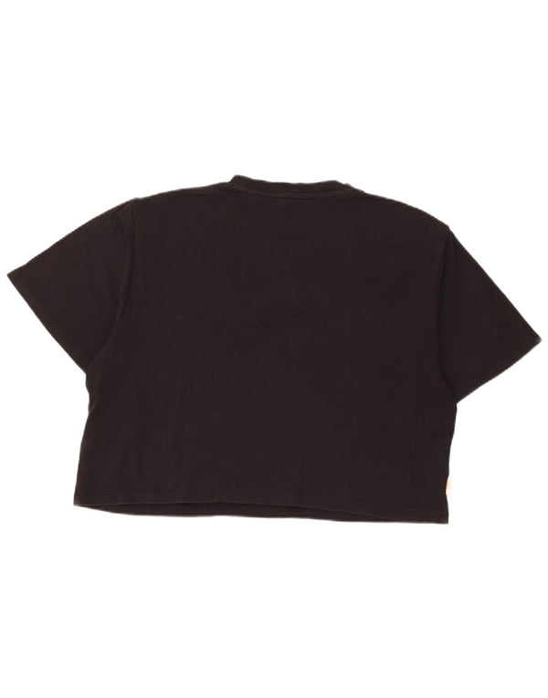 Timberland Womens Crop Relaxed Fit Grafisk T-Shirt Top UK 14 Medium Black