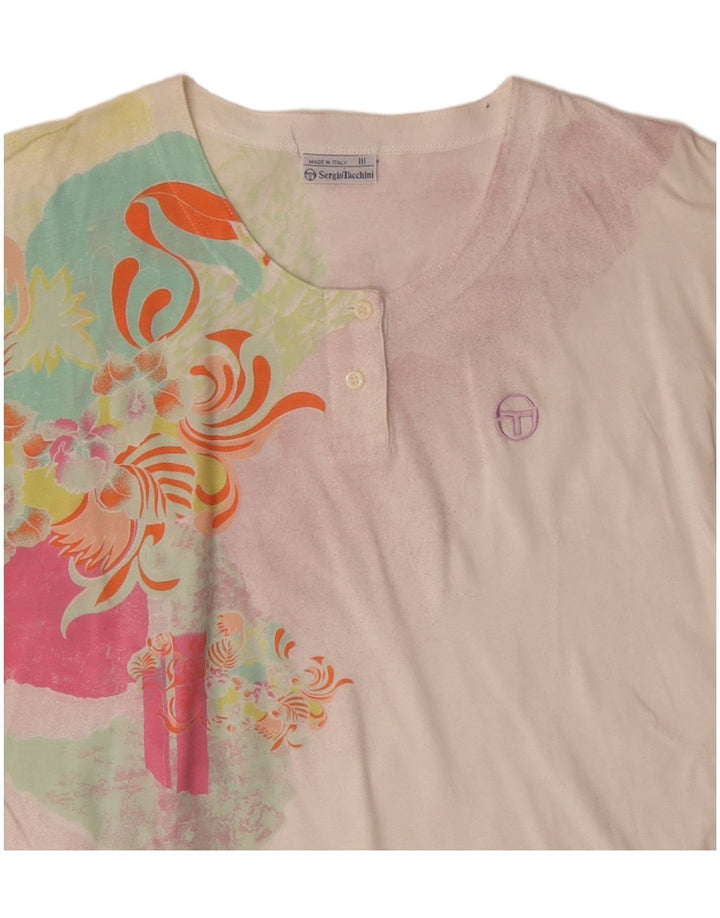 SERGIO TACCHINI Womens T-Shirt Top EU 40 Medium White Floral Cotton