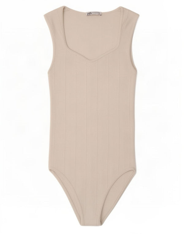 Zara Womens Sleeveless Bodysuit UK 12 Medium White