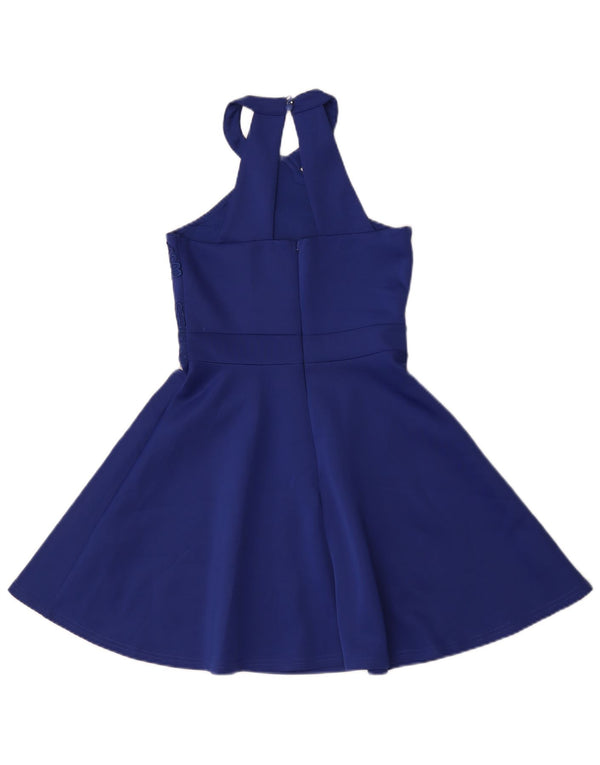 Lipsy Girls Halter Swing Dress 11-12 Years Blue Floral Polyester