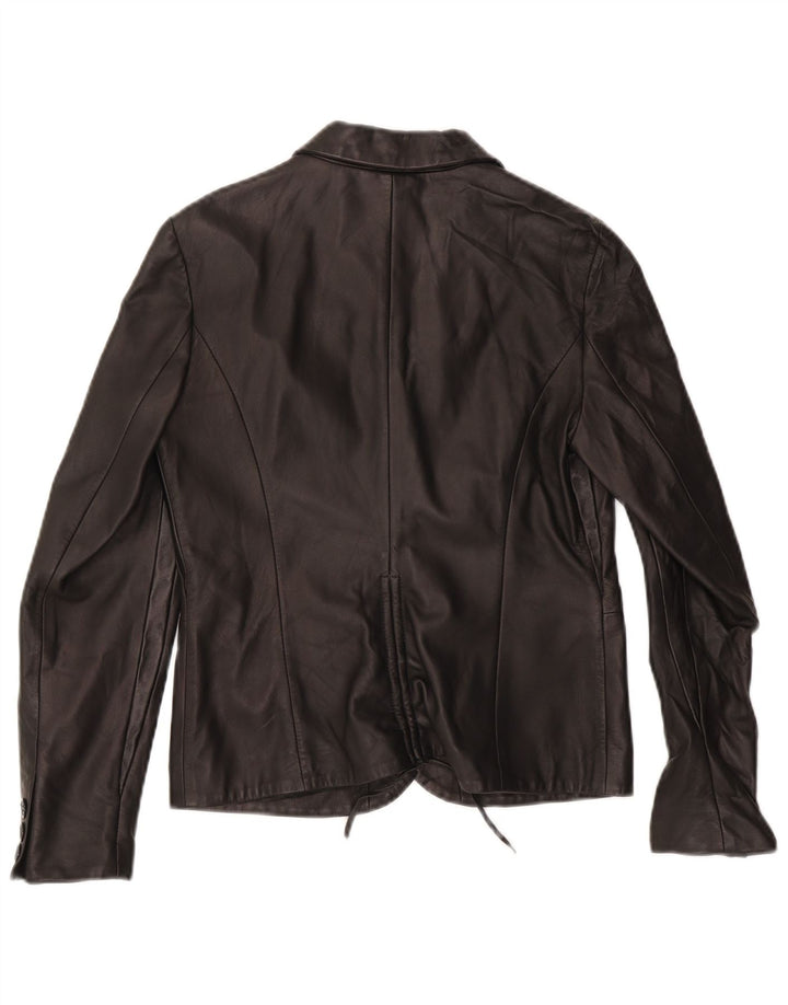 ROCCOBAROCCO Womens 2 Button Blazer Jacket IT 42 Medium Black Leather