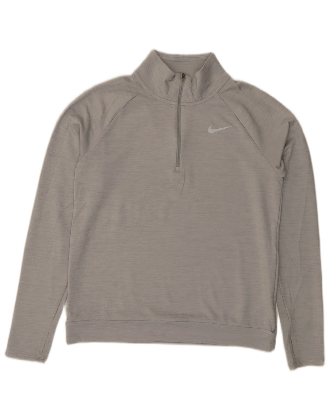 NIKE Mens Dri Fit Zip Neck Pullover Tracksuit Top Small Grey Flecked