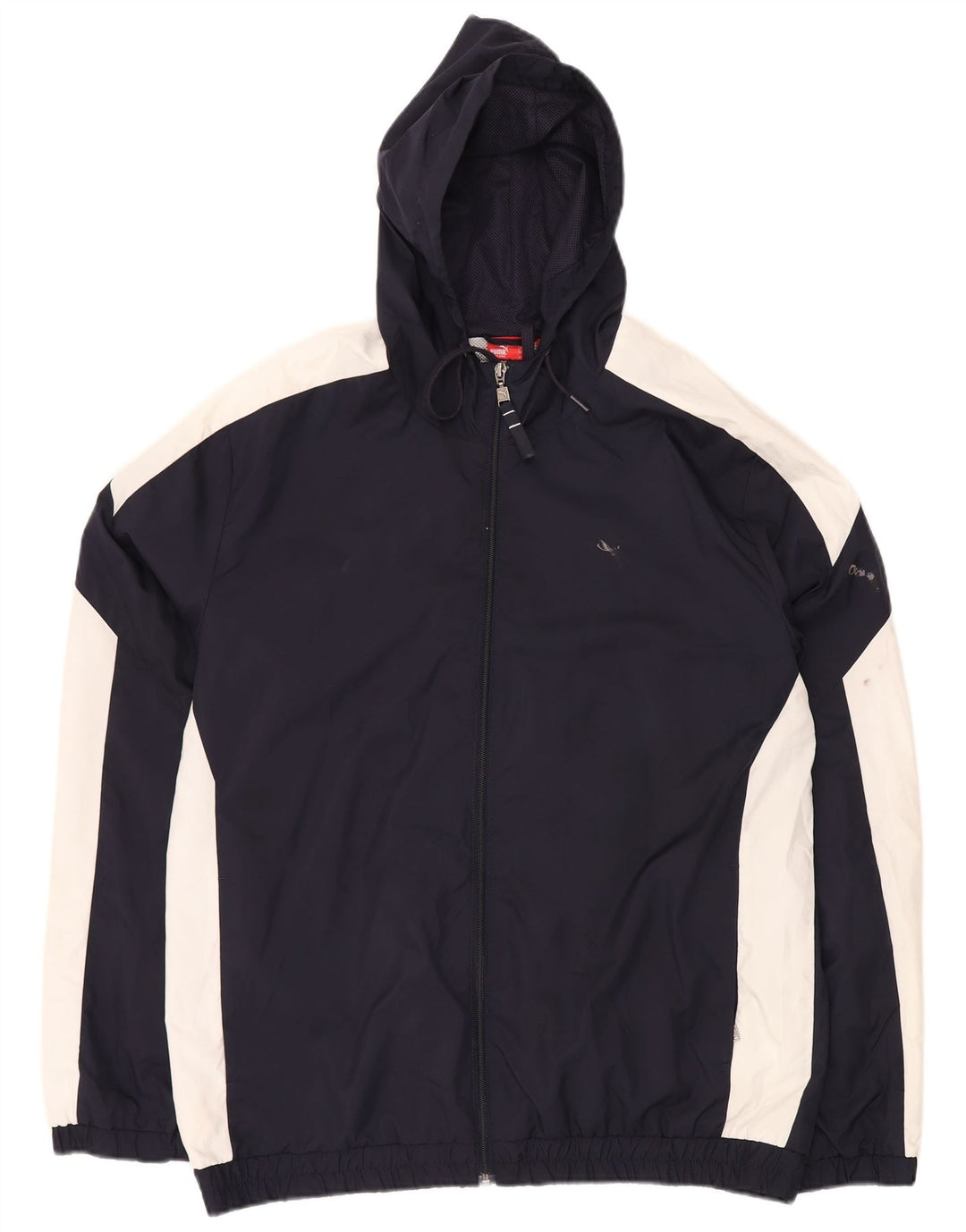 PUMA Mens Hooded Tracksuit Top Jacket Large Navy Blue Colourblock
