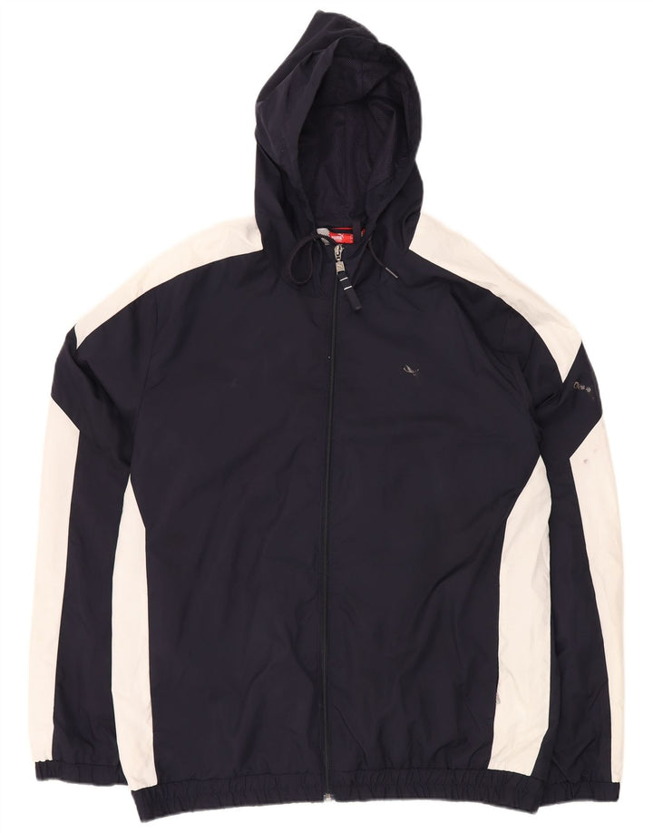PUMA Mens Hooded Tracksuit Top Jacket Large Navy Blue Colourblock