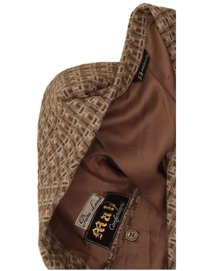 Jachetă Vintage pentru bărbați cu 3 nasturi IT 52 XL Lână geometrică maro