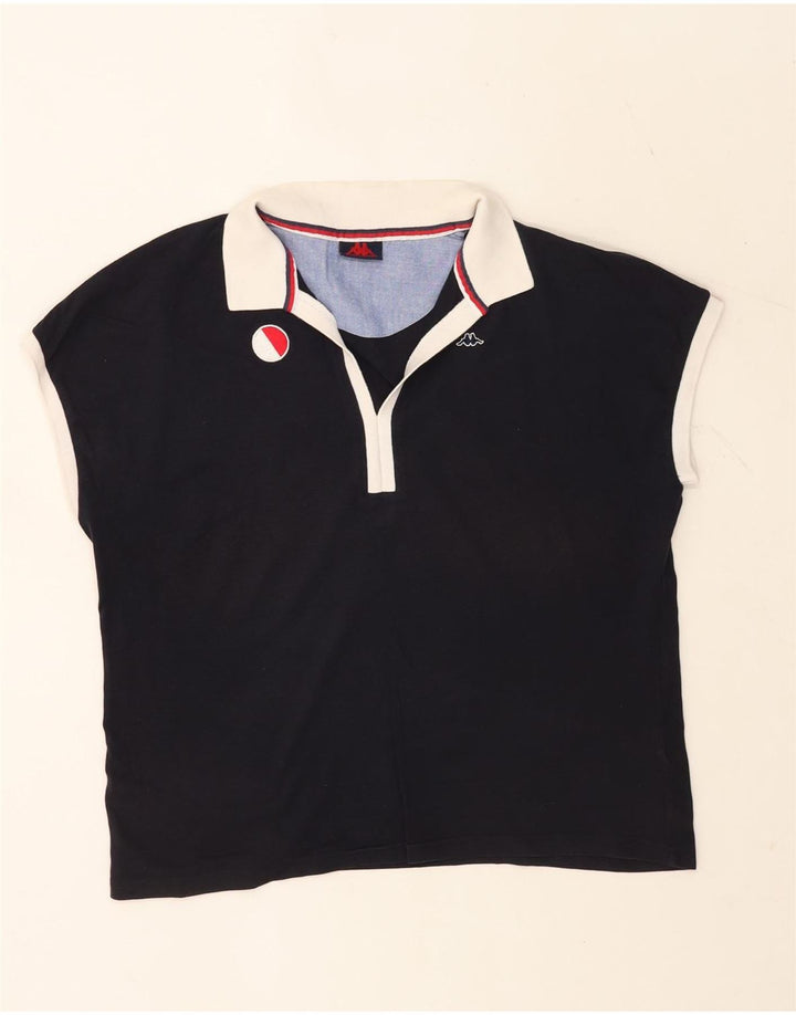KAPPA Womens Oversized Polo Shirt UK 16 Large Navy Blue