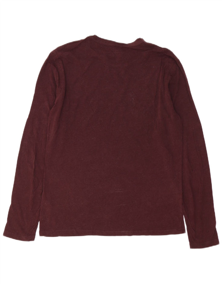 All Saints Mens Top Long Sleeve Medium Burgundy Cotton