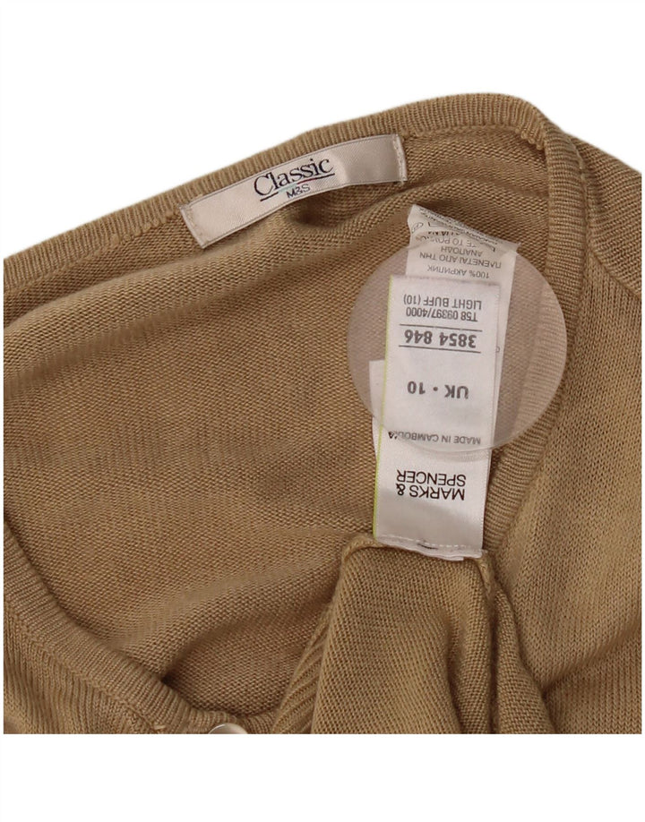 Marks & Spencer Womens Cardigan Sweater UK 10 Small Beige Acrylic
