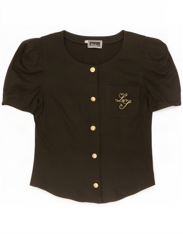 Luisa Spagnoli Damen Kurzarm-Hemdbluse IT 42 Medium Khaki Baumwolle