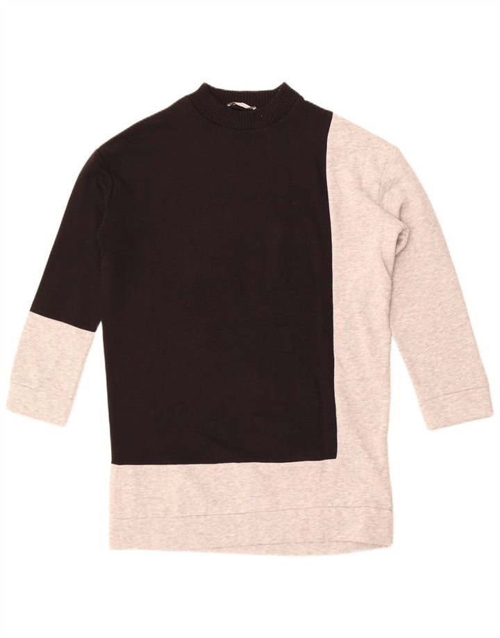 Zara Womens Oversized Sweatshirt Jumper UK 10 Small Black Colourblock