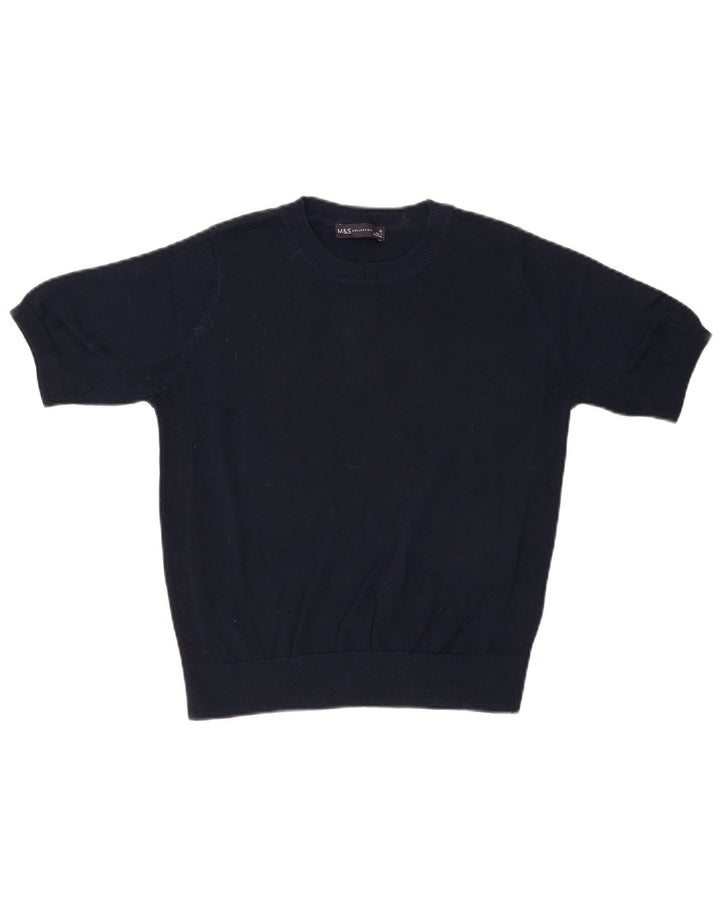 Marks & Spencer Womens Crew Neck Jumper Sweater UK 12 Medium Navy Blue