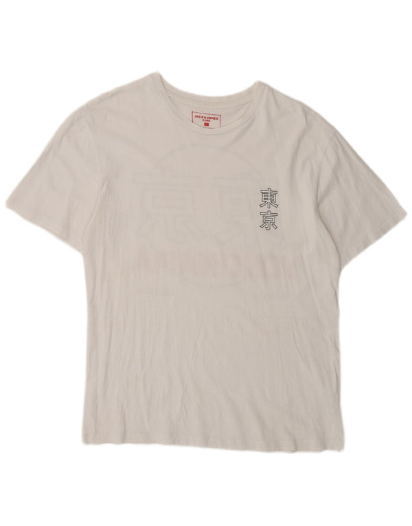 Jack & Jones Mens Graphic T-Shirt Top Large White Cotton