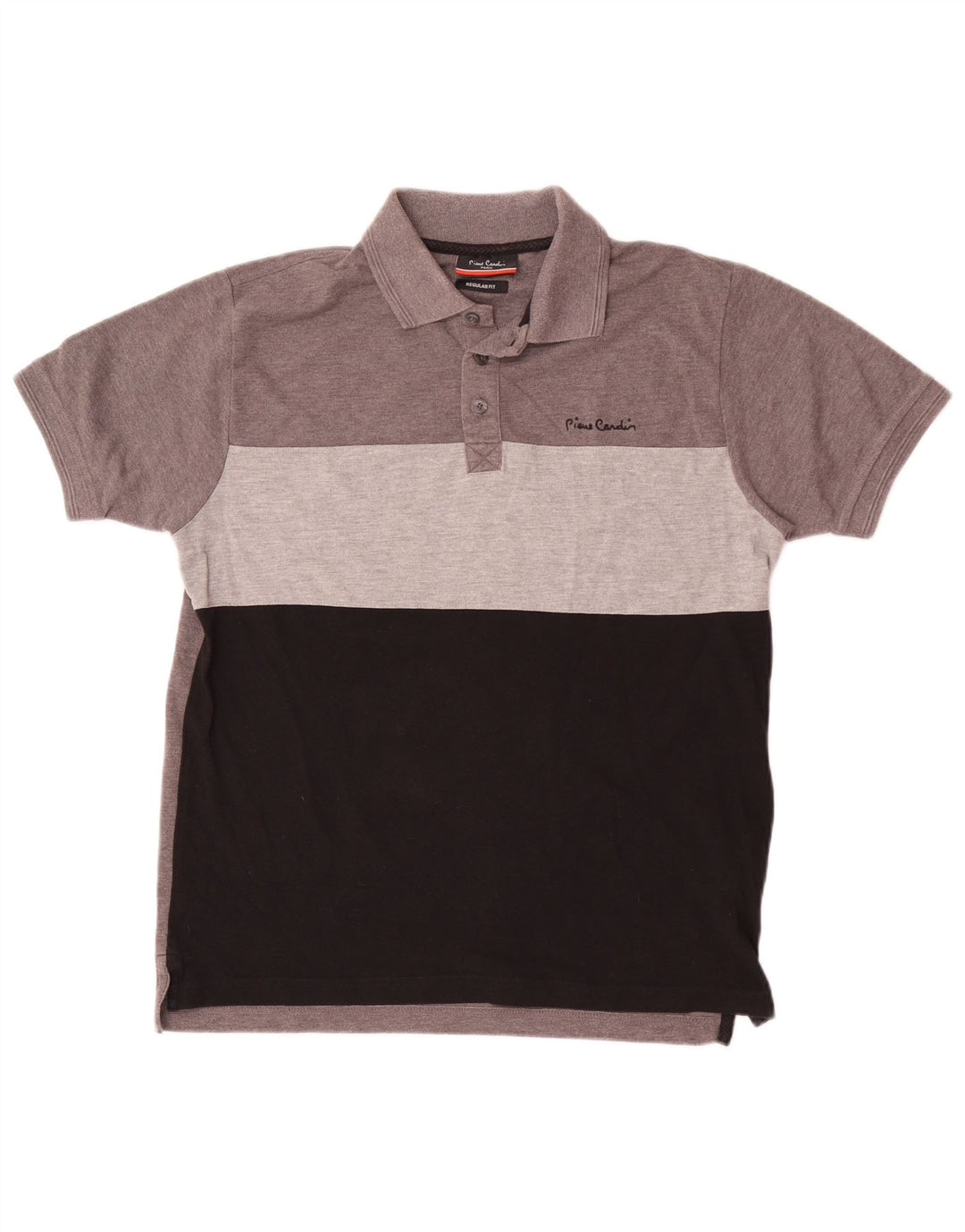 Pierre Cardin Mens Regular Fit Polo Shirt Small Grey Colourblock Polyester