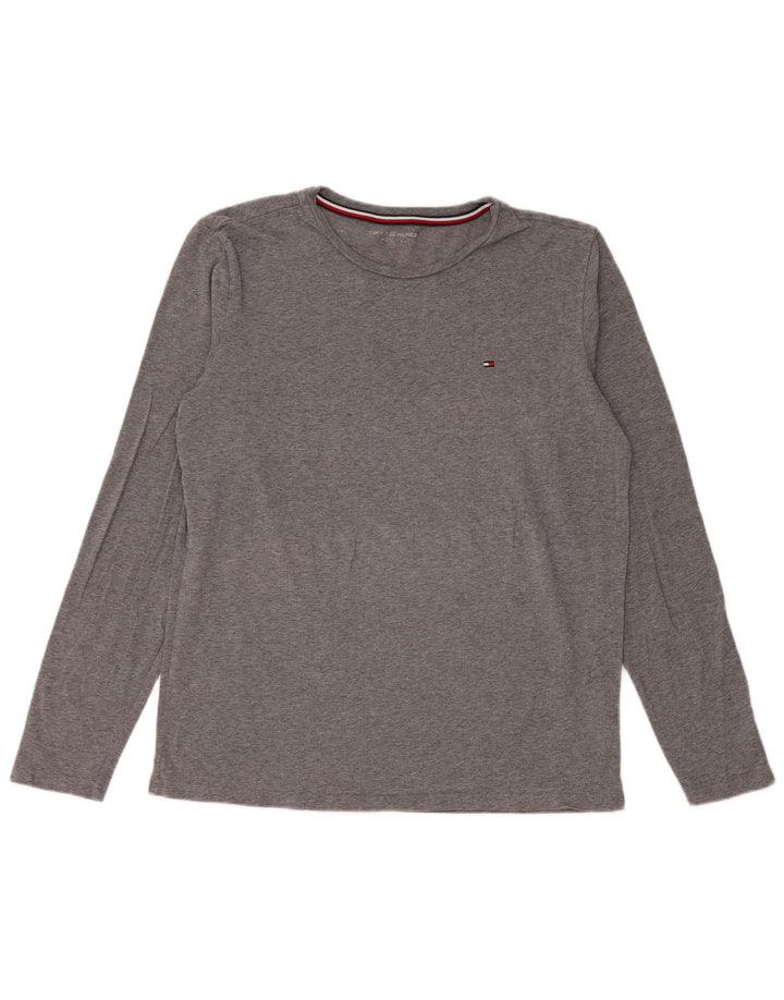 TOMMY HILFIGER Mens Top Long Sleeve Medium Grey Polyester