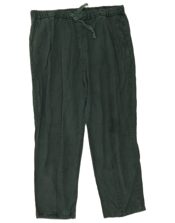 Pantalon décontracté droit femme Zara Large W30 L32 Vert Lyocell