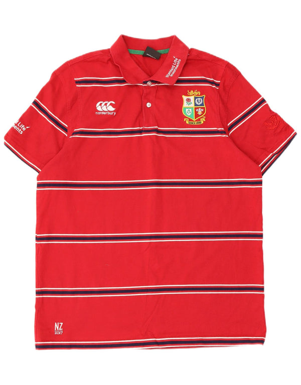 Polo grafica da uomo Canterbury XL in cotone a righe rosse