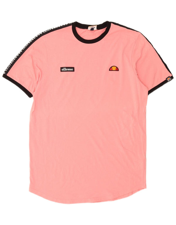 Ellesse Mens Graphic T-Shirt Top 2XL Pink Colourblock Cotton