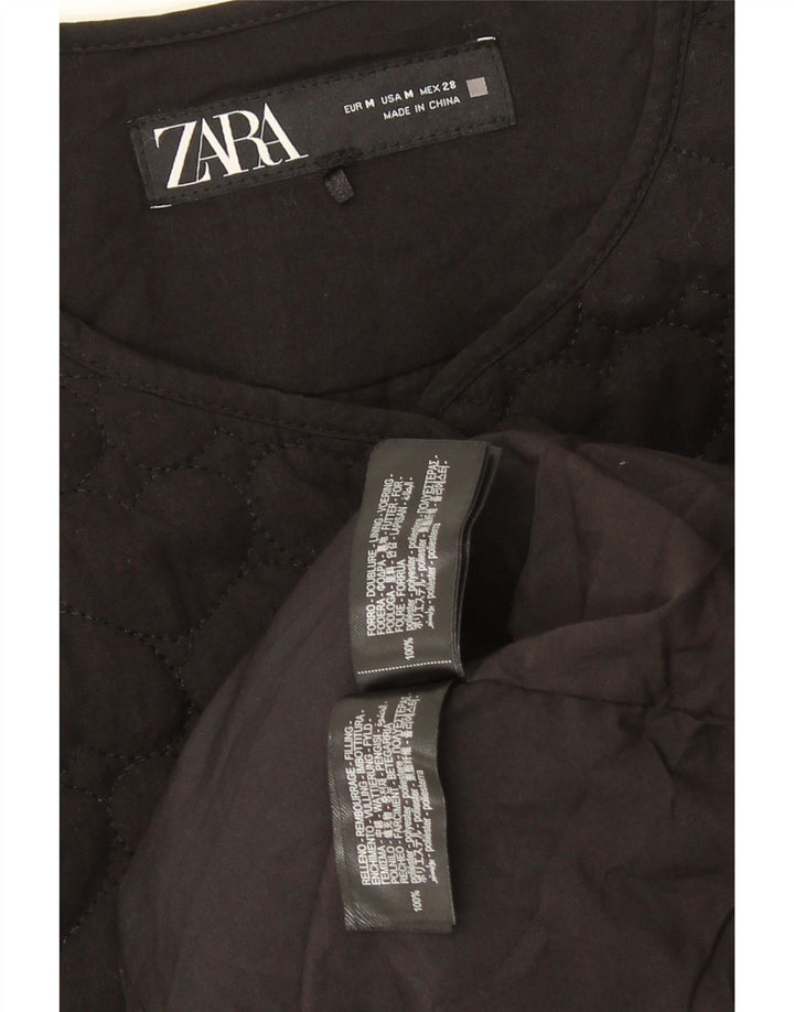 Zara Dame Oversized Quiltet Jakke UK 14 Medium Sort Polyester