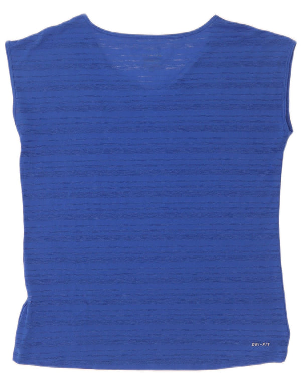 T-shirt Nike Dri Fit da donna Top UK 14 a righe blu medio