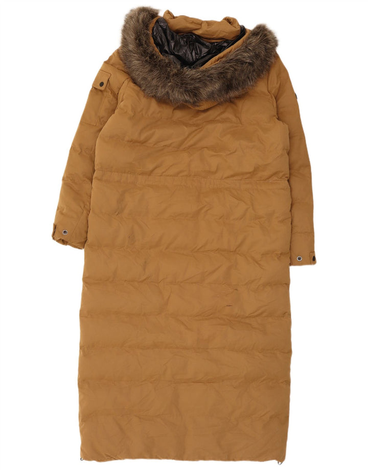Superdry Womens Hooded Padded Coat UK 12 Medium Beige Polyester