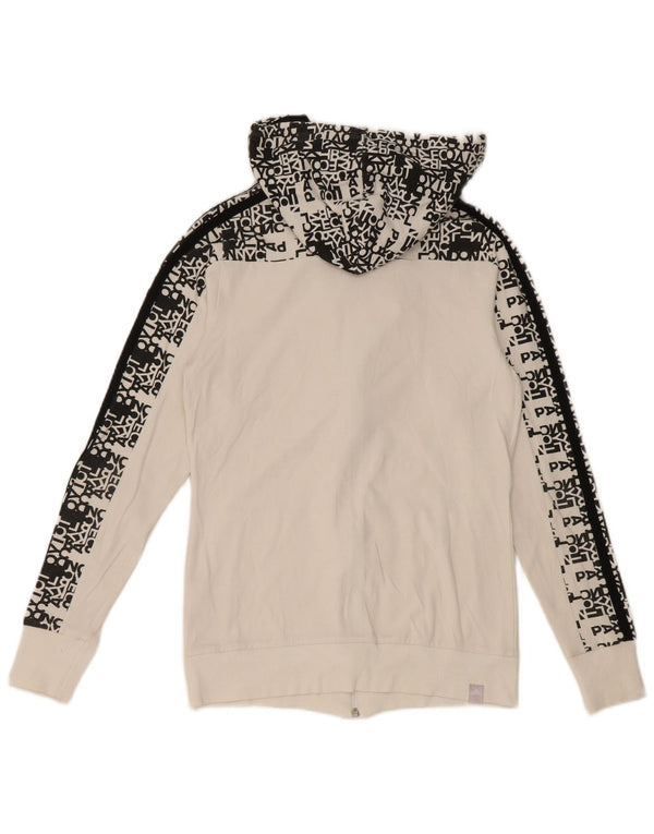 Adidas Pull à capuche zippé graphique pour femme UK 10 Petit coton blanc