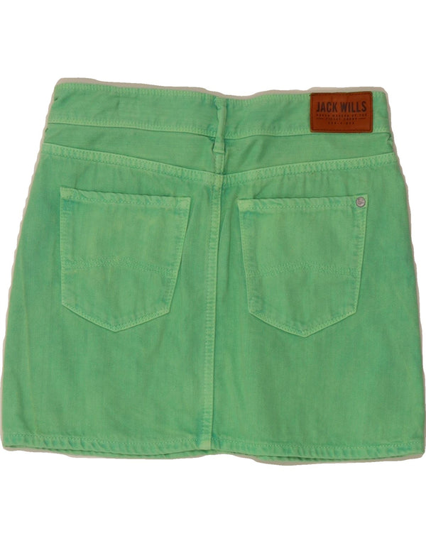 JACK WILLS Womens Denim Skirt UK 8 Small W28 Green Cotton