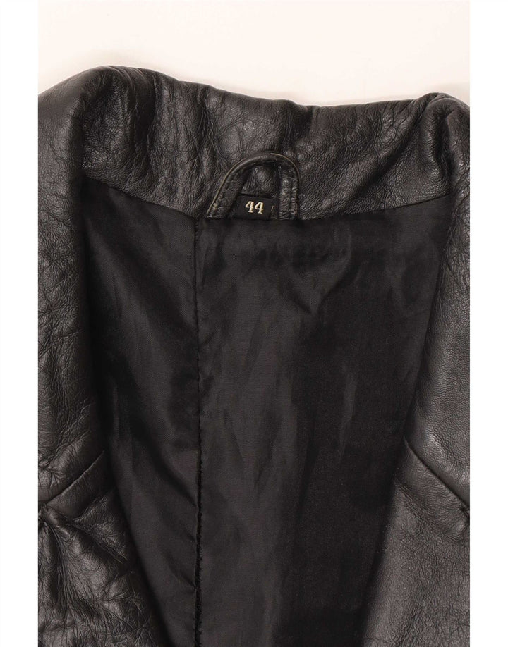 Vintage Womens Oversized Leather Coat IT 44 Medium Black