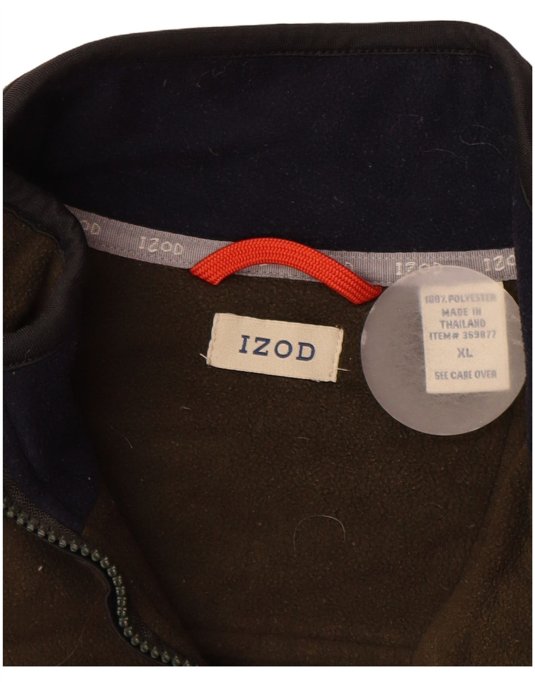 IZOD Mens Zip Neck Fleece Jumper XL Khaki Polyester