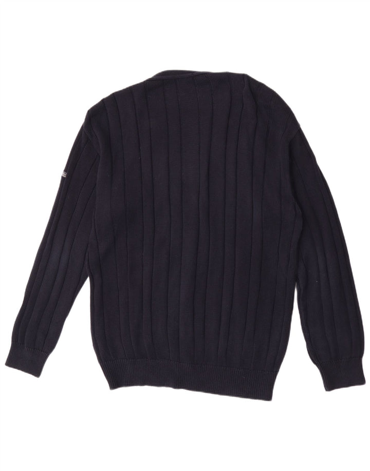 Sergio Tacchini Mens Cardigan Sweater Medium Navy Blue Cotton