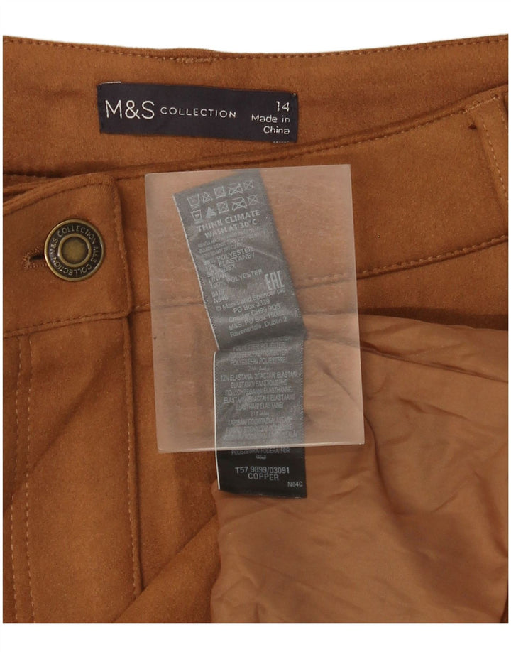 Marks & Spencer Dame Mini-nederdel UK 14 Large W34 Beige Polyester