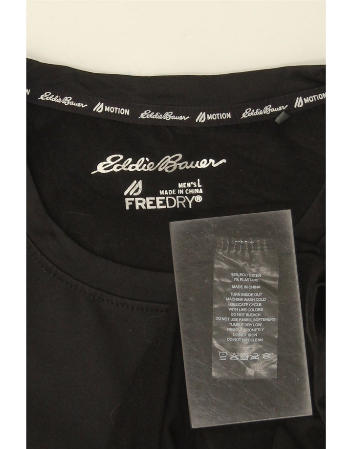 EDDIE BAUER Mens Top Long Sleeve Large Black Polyester