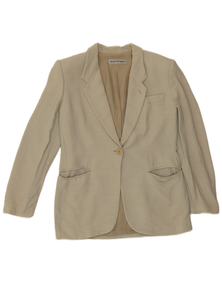 Emporio Armani Damen 1-Knopf-Blazerjacke IT 42 Mittelgrün