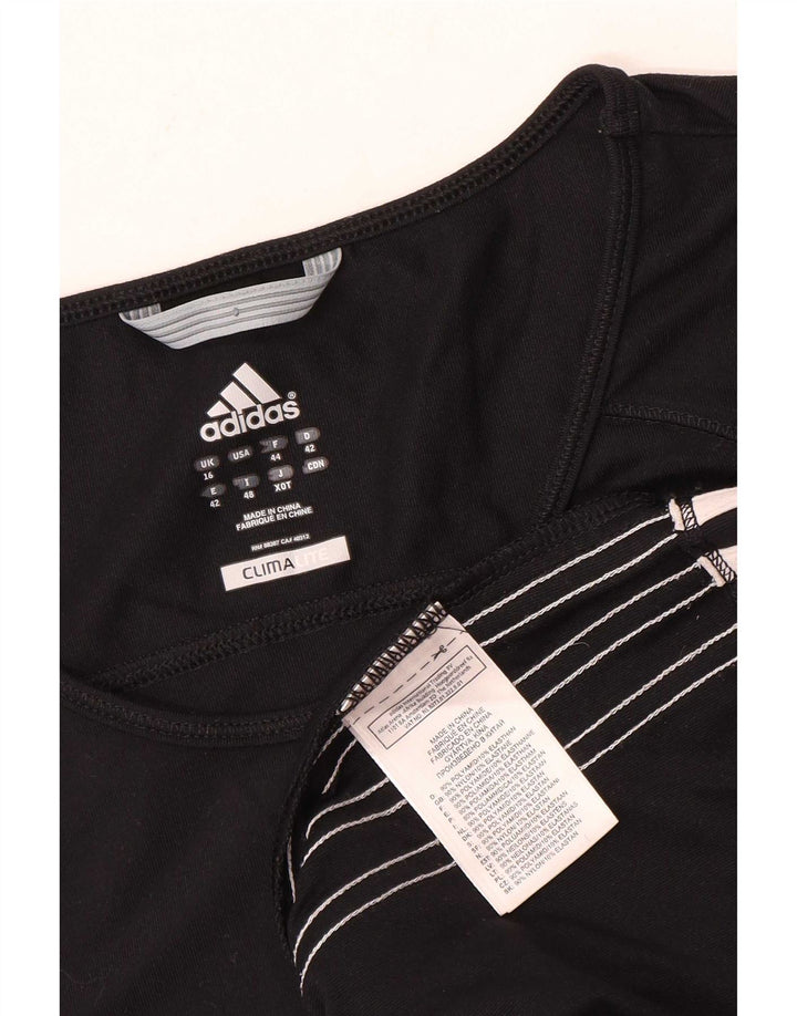 Adidas Womens Climalite T-Shirt Top UK 16 Large Black Polyamide