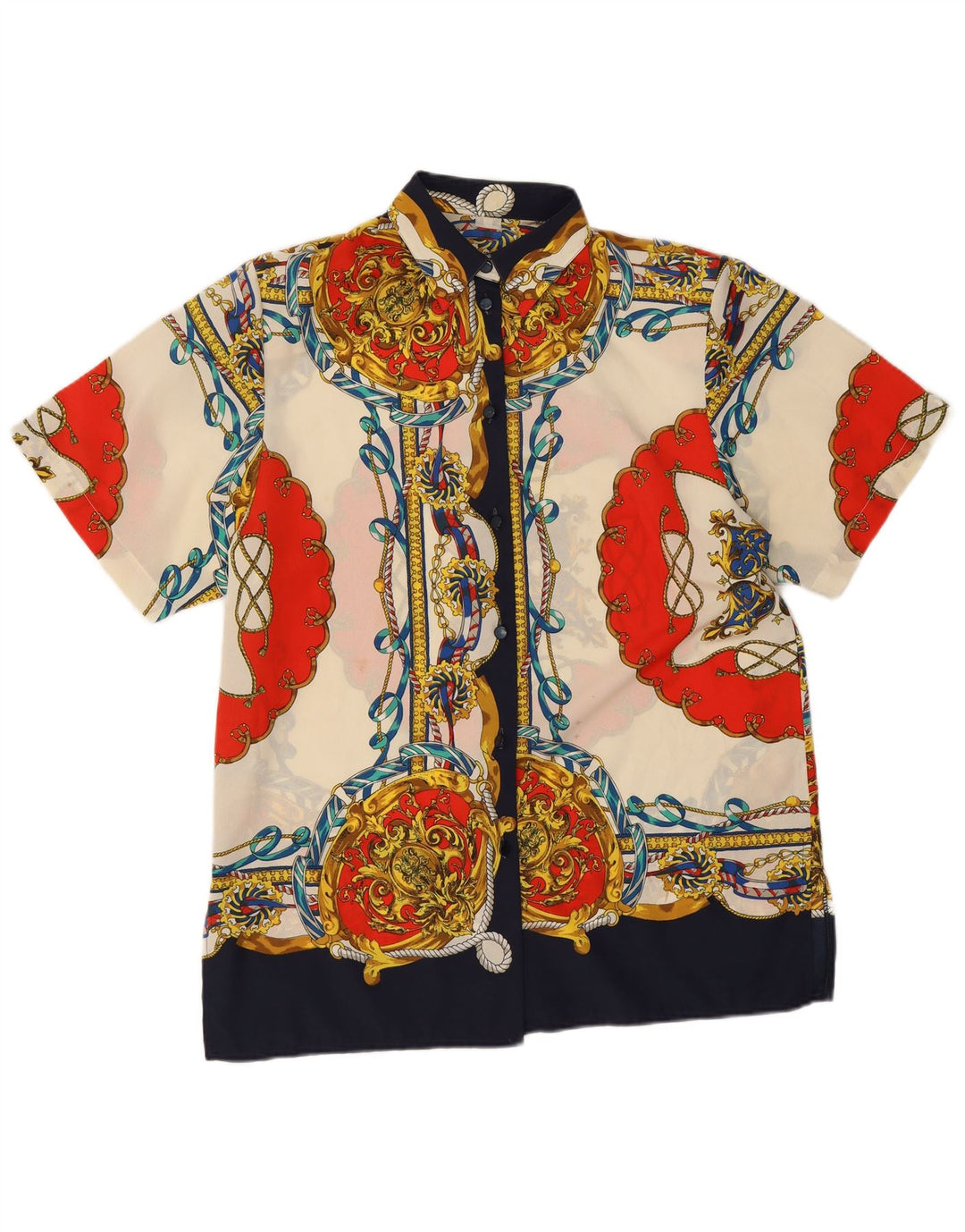 Vintage kvinders abstrakt mønster skjorte bluse UK 16 Large Multicolor