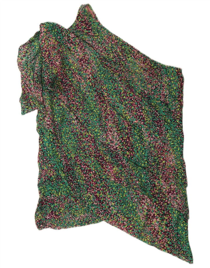 BCBGMAXAZRIA Womens One Shoulder Dress UK 14 Medium Multicoloured Silk