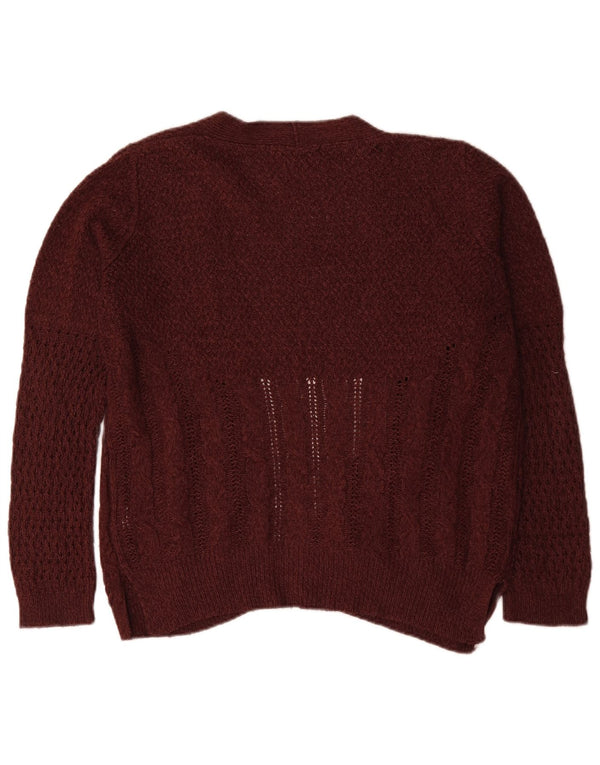 Oasis Cardigan ouvert surdimensionné pour femme UK 14 Acrylique bordeaux moyen