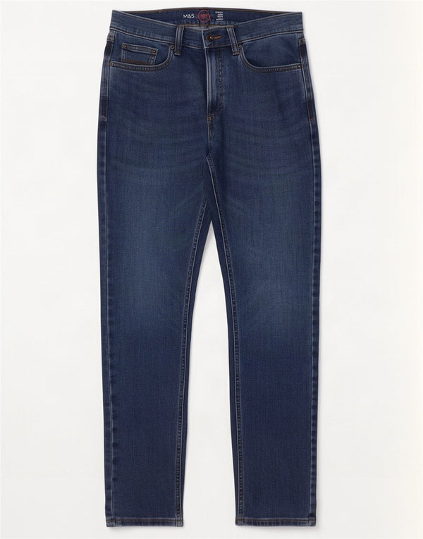Jeans slim da uomo Marks & Spencer W30 L29 cotone blu
