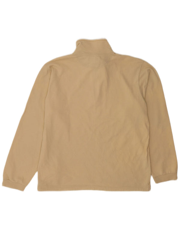 Champion Mens Zip Neck Sweatshirt Jumper XL Beige Cotton