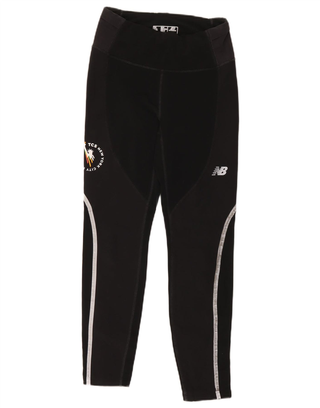 New Balance Womens Leggings UK 10 Small Black Colourblock Polyester