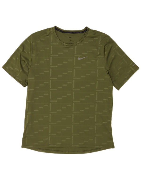 Nike Mens Dri Fit T-Shirt Top Large Green Geometric Polyester