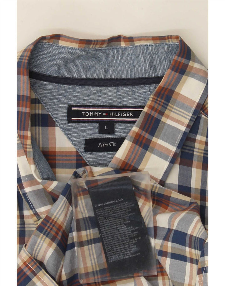 Tommy Hilfiger Mens Short Sleeve Slim Fit Shirt Large Multicoloured Check
