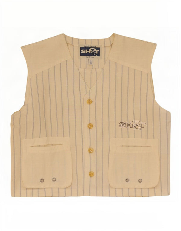 Gimel Camicia senza maniche da donna Camicetta XS Lino a righe beige