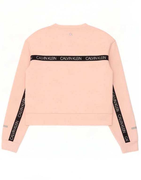 Calvin Klein Damen Grafik-Sweatshirt-Pullover UK 10 Small Rosa Farbblock